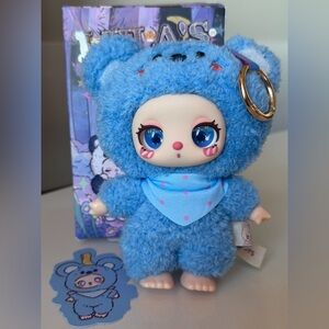 Plush Blue Bear Keychain Card Holder